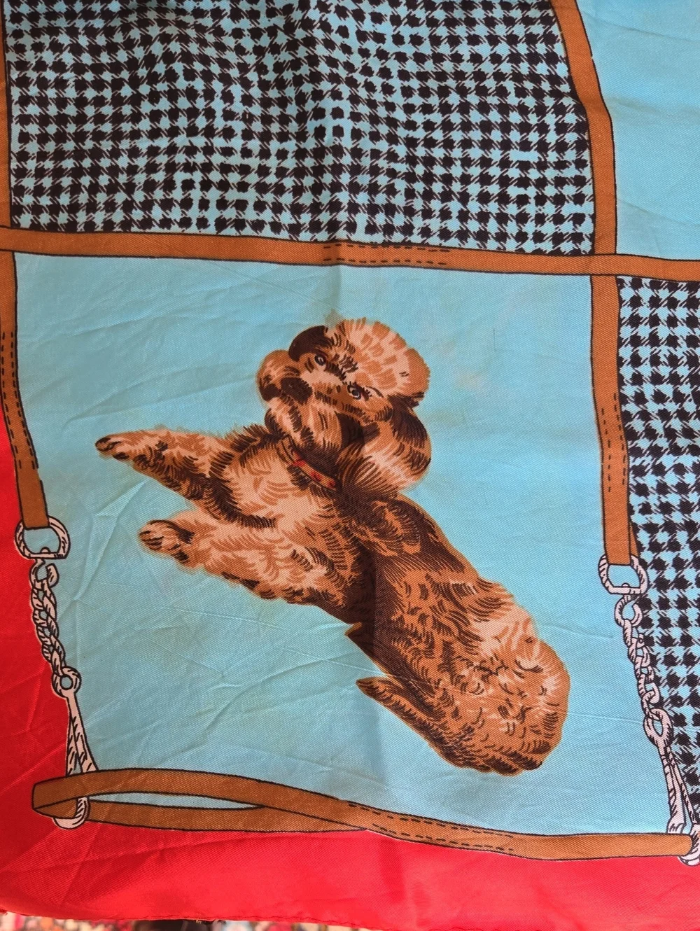 27 X 27 Square Vintage Dog Scarf Double Sided Red & Blue